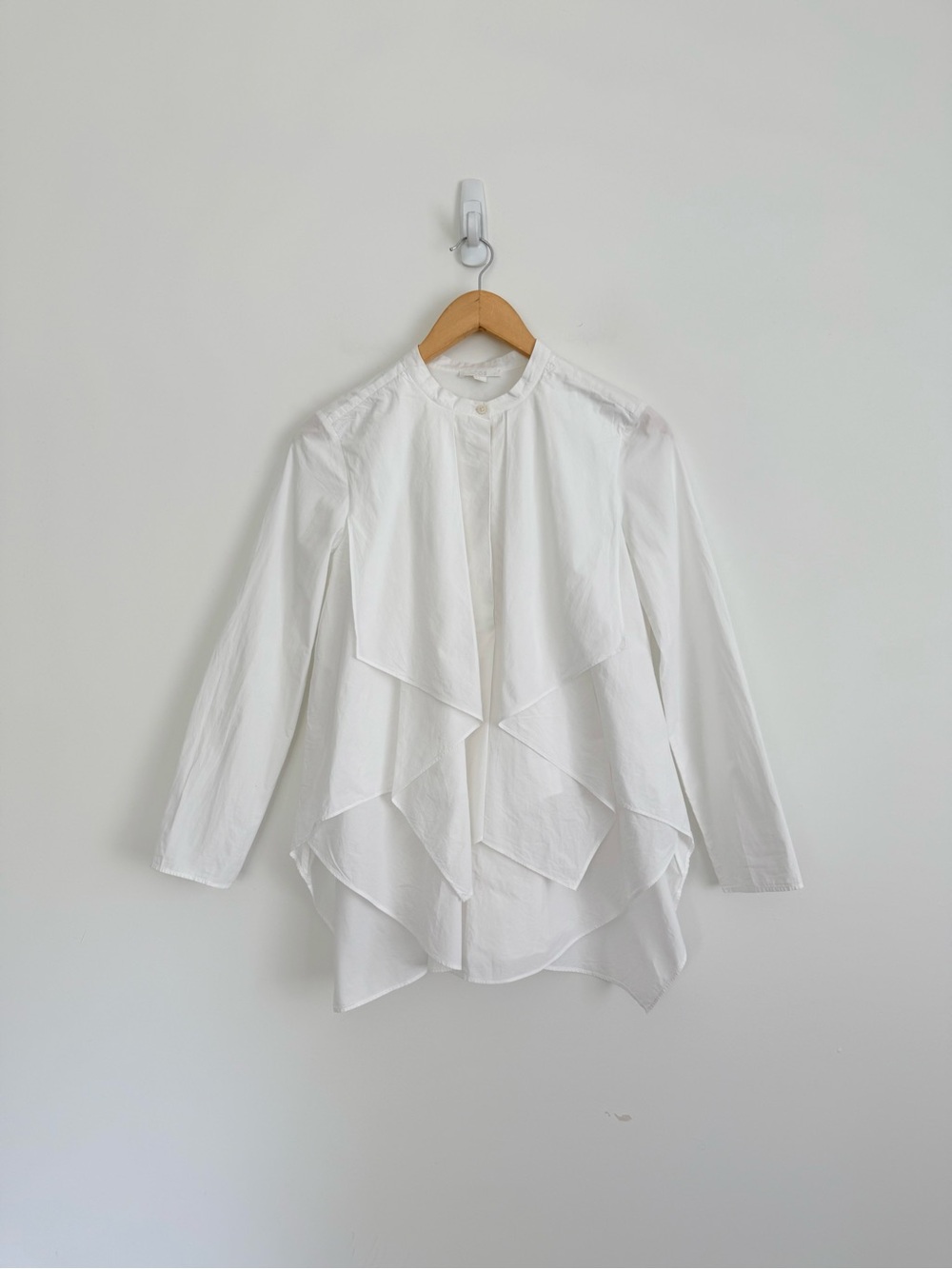 COS Draped Front Cotton Shirt in White - Picture 2 of 9